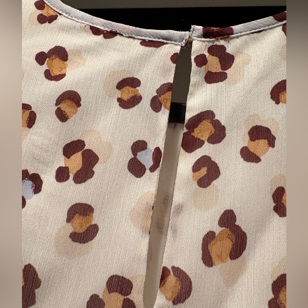 Ann Taylor Cream and Brown Leopard Patterned Blouse - Picture 7 of 9